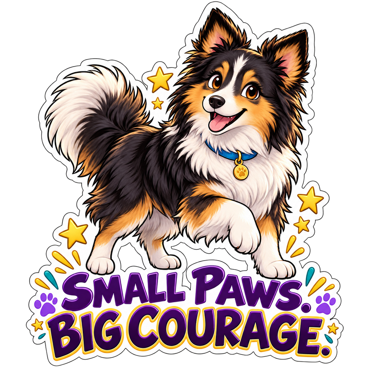 Lope sticker: SMALL PAWS. BIG COURAGE.
